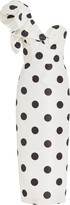 Shoulder Polka-Dot Faille Midi DressL 