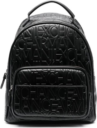 Armani Jeans Reptile Black Eco Leather Backpack