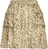 Thumbnail for your product : IRO Moody Animal Print Silk Mini Skirt with Ruffles