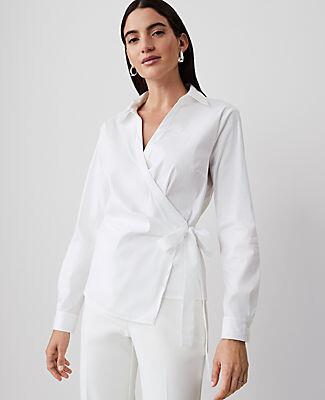Ann Taylor Collared Wrap Blouse