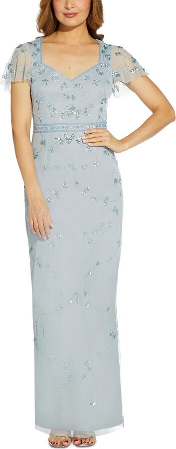 Papell Studio by Adrianna Papell Womens Embellished Maxi Evening Dress