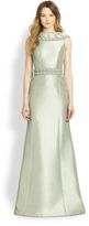 Thumbnail for your product : Theia Folded Collar Satin Gown