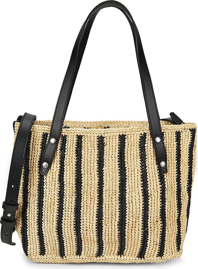 Rag & Bone Raffia Leather Trim Tote Bag