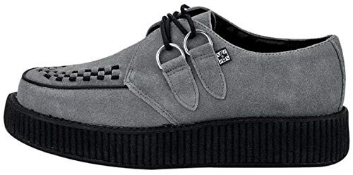 T.U.K Shoes Mens & Womens Viva Lo Sole Creeper Grey Suede With Black Interlace 