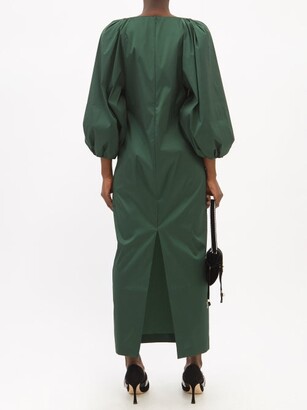 BERNADETTE Ava Square-neck Puff-sleeve Maxi Dress - Dark Green