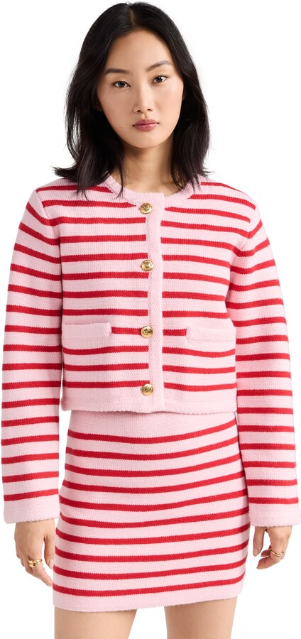 ENGLISH FACTORY Knit Striped Sweater Cardigan