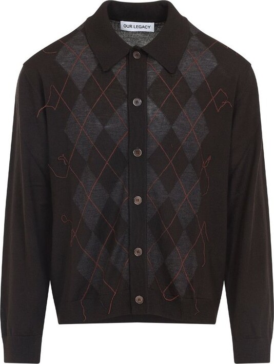 Our Legacy Tonal Argyle Pattern Evening Knitted Polo