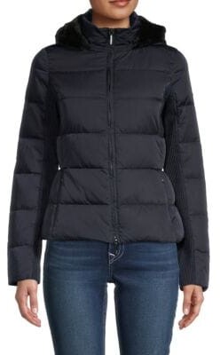 Armani Jeans Faux Fur-Trim Down Puffer Jacket - ShopStyle