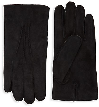 Highlander Mission Faux Leather Suede Gloves Black Stretch Panels GL034
