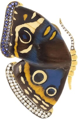 Silvia Furmanovich 18kt yellow gold diamond Marquetry Butterfly earrings