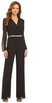 Thumbnail for your product : Gianni Bini Hunter Belted Sheer-Sleeve Jumpsuit