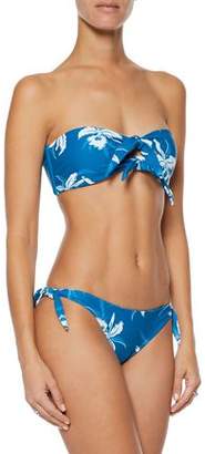 Mikoh Loihi Knotted Floral-print Bandeau Bikini Top