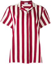 Red Valentino - striped short-sleeve shirt - women - Soie/coton - 44