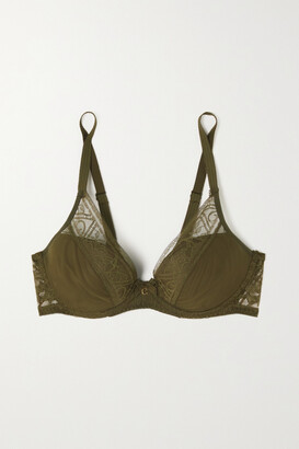 Chantelle - Alto Tulle And Lace Underwired T-shirt Bra - Green