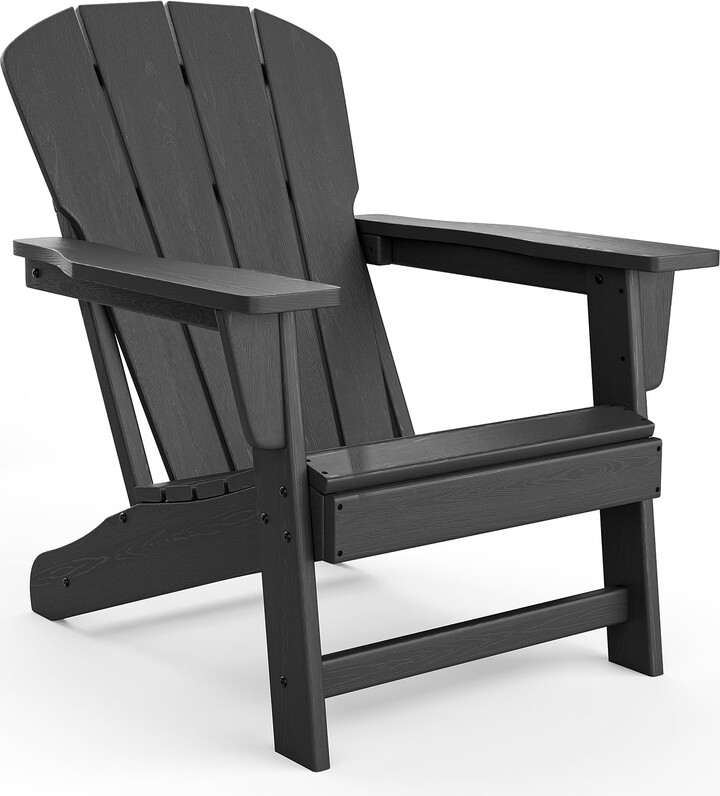 GarveeLife Modern HDPE Plastic Adirondack Chair - Oversize 380 LB Poly Lumber Weather Resistant Firepit Chair - Outdoor Patio Chairs with Wooden Textured for Garden