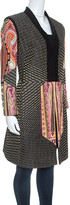 Thumbnail for your product : Etro Black Printed Textured Silk Long Sleeve Coat L