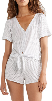 Eberjey Tropea Knotted Printed Stretch-modal Jersey Pajama Top