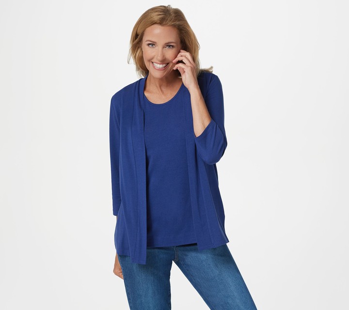 Denim & Co. Essentials Open Front Cardigan & Tank Set ShopStyle