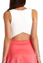Thumbnail for your product : Charlotte Russe Geo-Quilted Asymmetrical Crop Top
