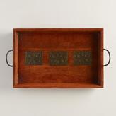 Thumbnail for your product : World Market Rectangular Wood and Metal Embossed Tray