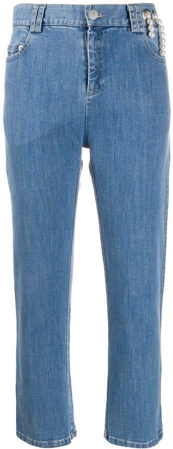denim jeans with pearls