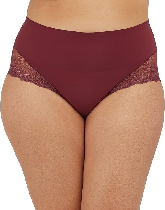 Spanx For Women Undie-Tectable Lace Hi-Hipster Panty (Sangria