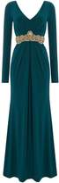 Thumbnail for your product : Eliza J Long sleeved jersey gown with gold waist detail