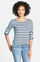 Thumbnail for your product : Caslon Stripe Roll Sleeve Tee (Regular & Petite)