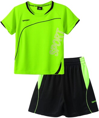 MSemis Kid Boy Sport Shorts Set School PE Basketball Uniform Jersey Tracksuit Running Suit Summer Beach Short Sleeve Set 