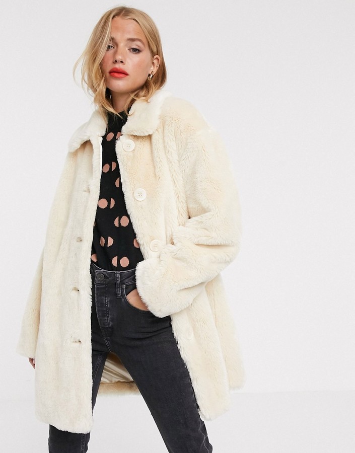 Asos Design Only Longline Teddy Coat ONLY ONLY Oversized Funnel