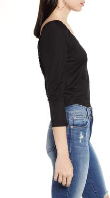 One Clothing Square Neck Smock Back Crop Tee