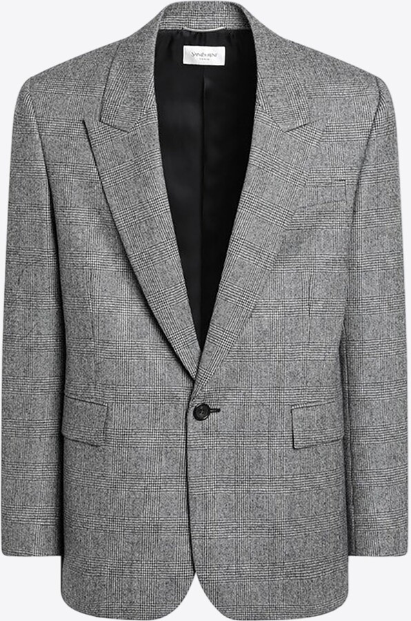 Saint Laurent Prince of Wales Single-Breasted Jacket