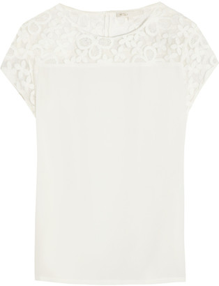 Maje Faiencerie embroidered organza and silk top