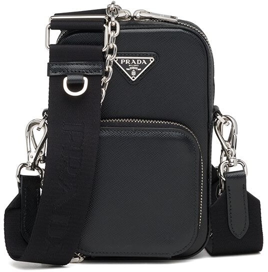 Prada Black Saffiano leather mini pouch - ShopStyle Shoulder Bags