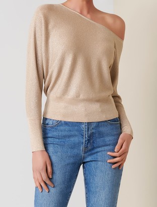 Ever New Meg Metallic Tip-Shoulder Sweater