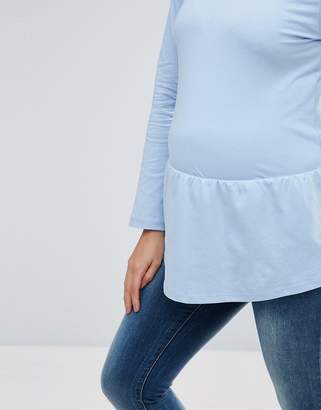 ASOS Maternity TALL Top with Exagerated Ruffle Hem and Long Sleeve