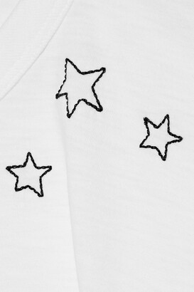 Rag & Bone Cropped Embroidered Slub Organic Pima Cotton-jersey Top