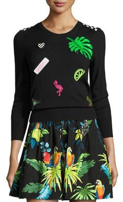 Marc Jacobs Paradise-Patch 3/4-Sleeve Sweater, Black
