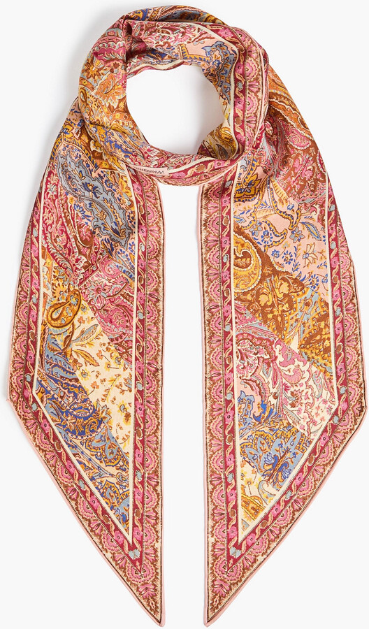Paisley-print silk scarf