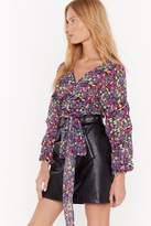 Thumbnail for your product : Womens Floral Sleeve Detail Wrapover Blouse - purple - 4