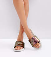 Thumbnail for your product : Nike Benassi Slider Sandals In Light Bone Iridescent