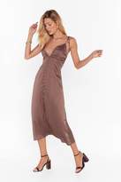 Thumbnail for your product : Nasty Gal Womens Long Dot Summer Satin Midi Dress - brown - 10