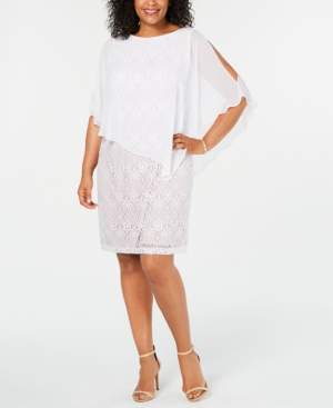 Connected Plus Size Lace Cold-Shoulder Cape Dress