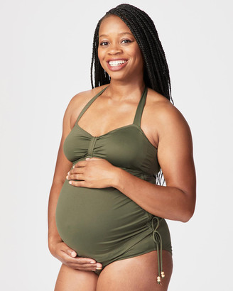 Cake Maternity Women's Green One-Piece Swimsuit - Coconut Maternity Tankini Swimwear Set (for B-DD Cups)