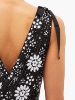 Thumbnail for your product : Self-Portrait Floral-sequinned V-neck Tiered Dress - Black