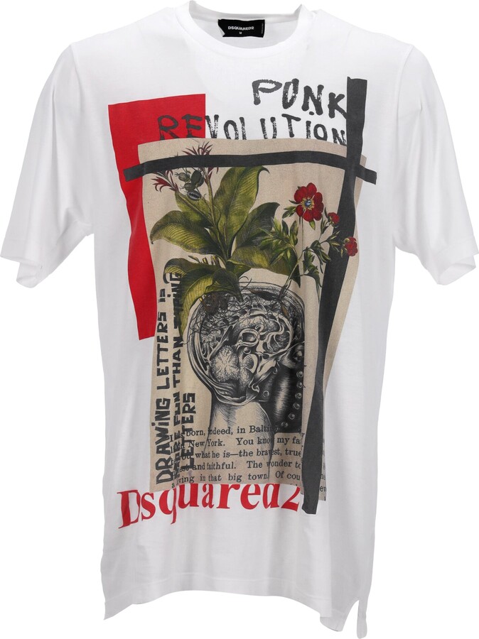 DSQUARED2 Printed T-shirt in White Cotton