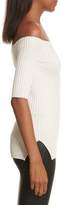 Thumbnail for your product : Helmut Lang Rib Knit Stretch Silk Off the Shoulder Top