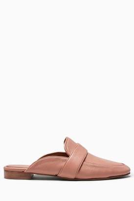 Next Womens Blush Leather Loafer Mules