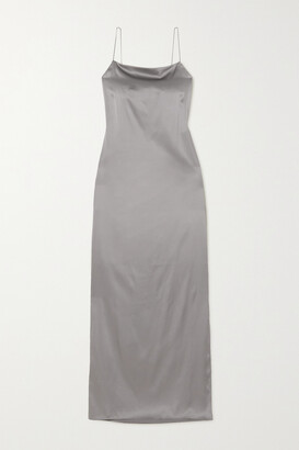 Helmut Lang Open-back Stretch-silk Satin Maxi Dress - Gray