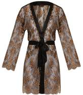 Thumbnail for your product : Coco De Mer - Ametrine Silk Blend Chantilly Lace Robe - Womens - Black Gold